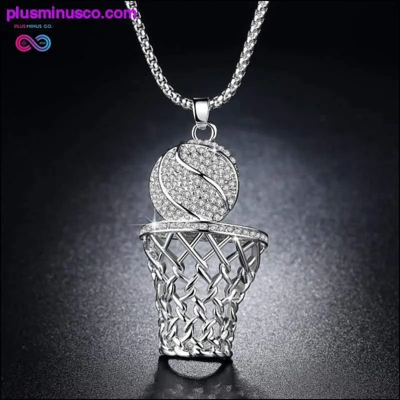 Basketball And Hoop Necklace Gold Silver Steel Chain Pendant