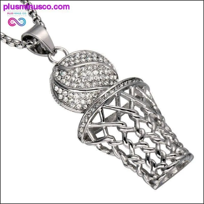 Basketball And Hoop Necklace Gold Silver Steel Chain Pendant