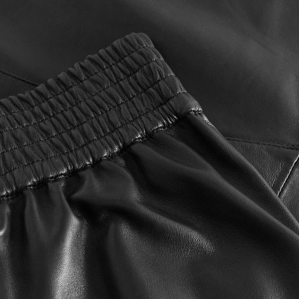 Beautiful a-shape Riga leather skirt / 51122 - Black (Nero)