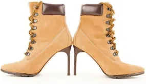 Beauty Cry Womens Brown Pointed Toe Ankle Boots Strappy Stiletto Brushed Leather Booties On Daily