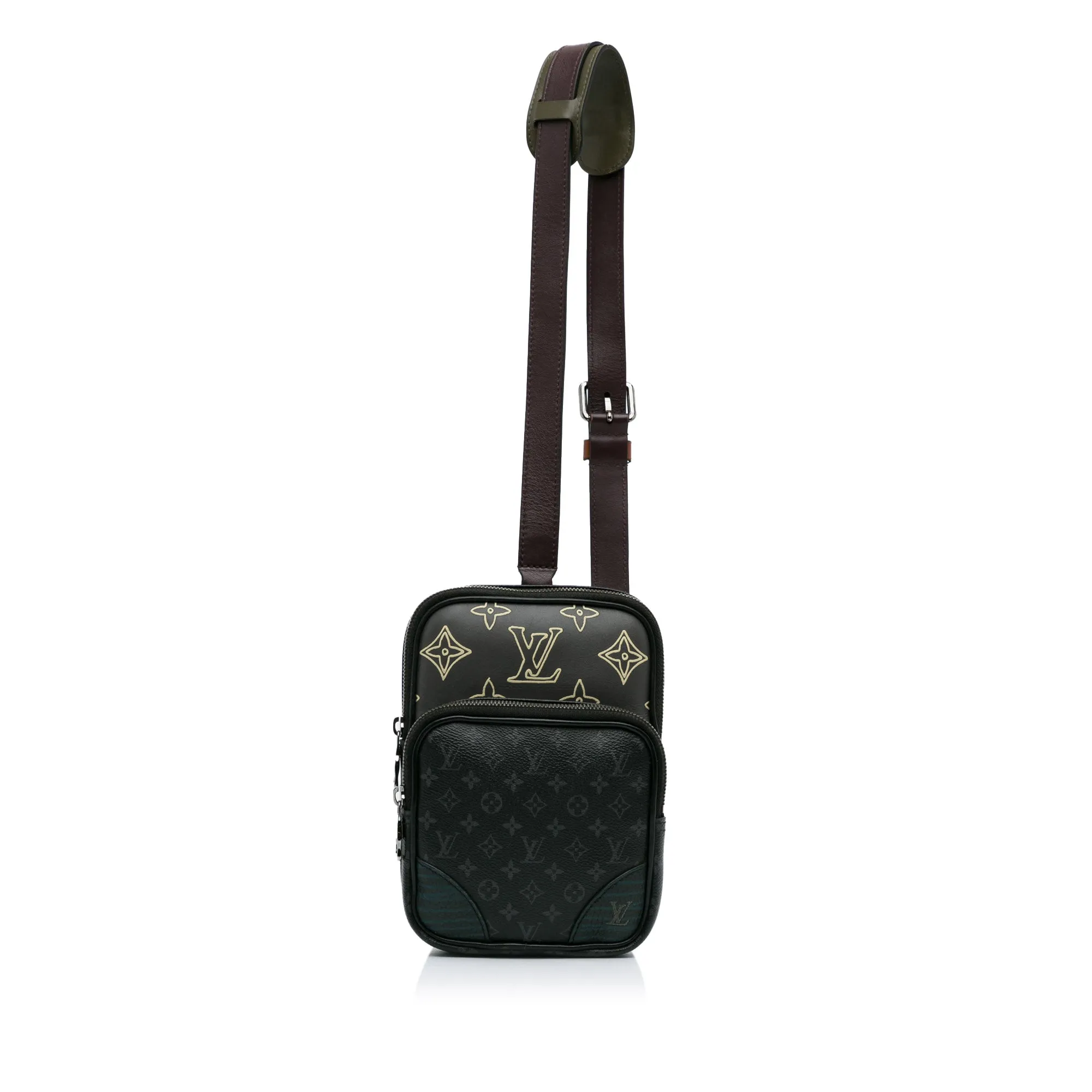 Black Louis Vuitton Monogram Eclipse Amazone Patchwork Sling Bag