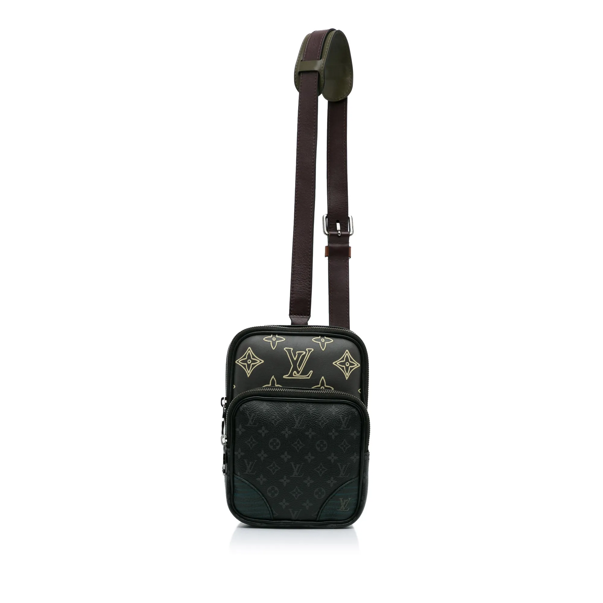 Black Louis Vuitton Monogram Eclipse Amazone Patchwork Sling Bag