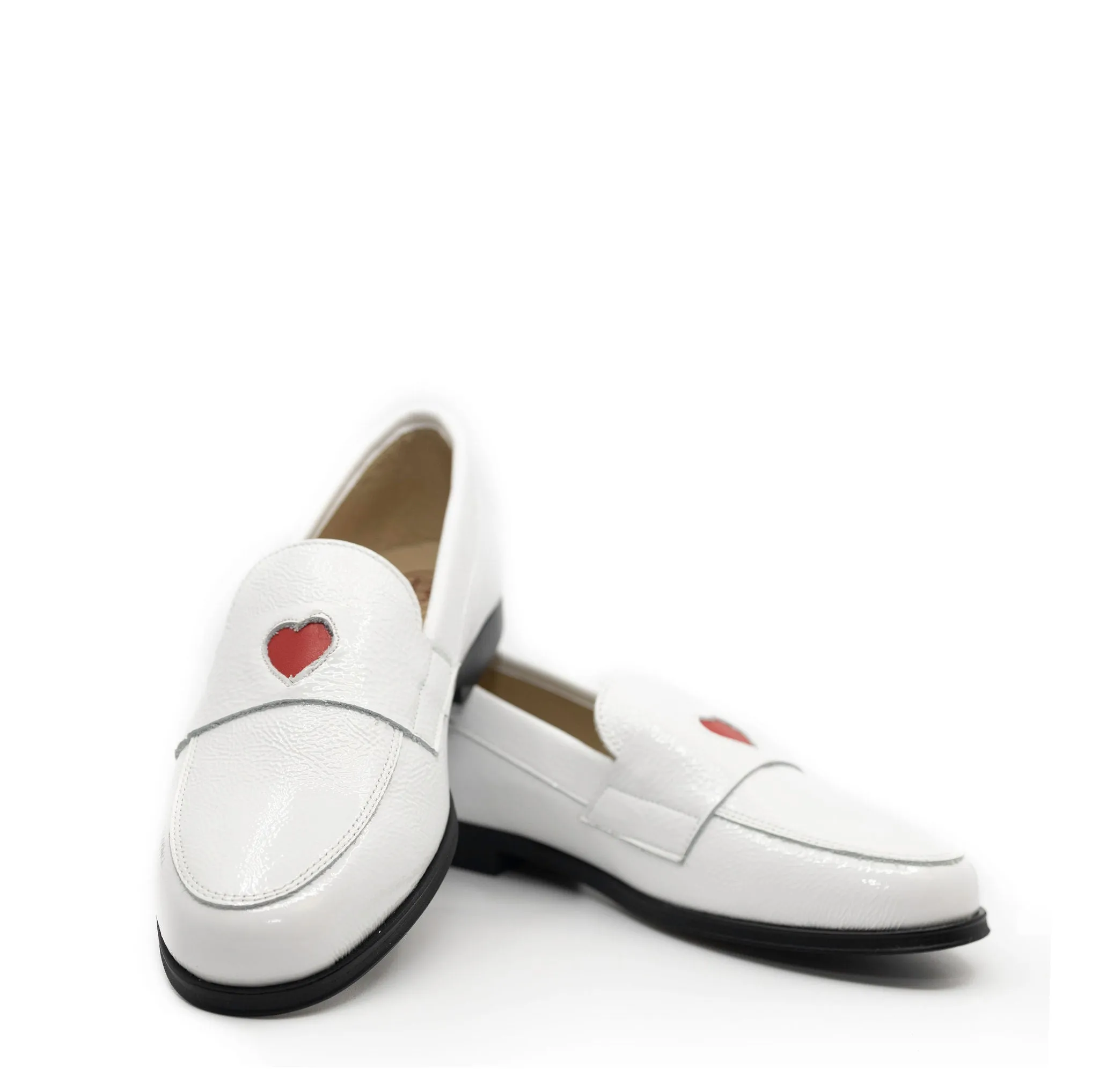 Blublonc White Patent Heart Loafer
