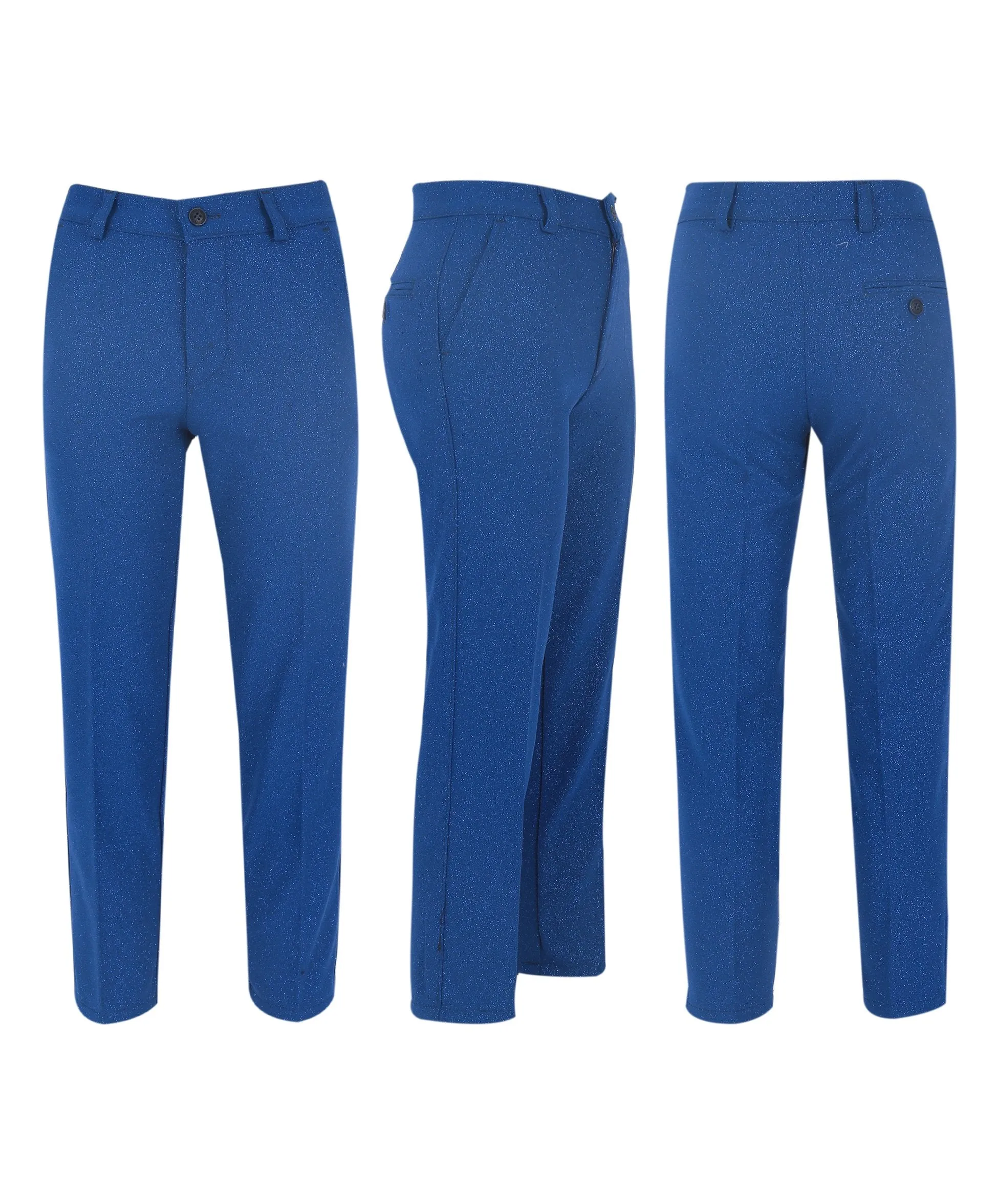 Boys Glittery Slim Fit Tuxedo Dinner Suit - Blue