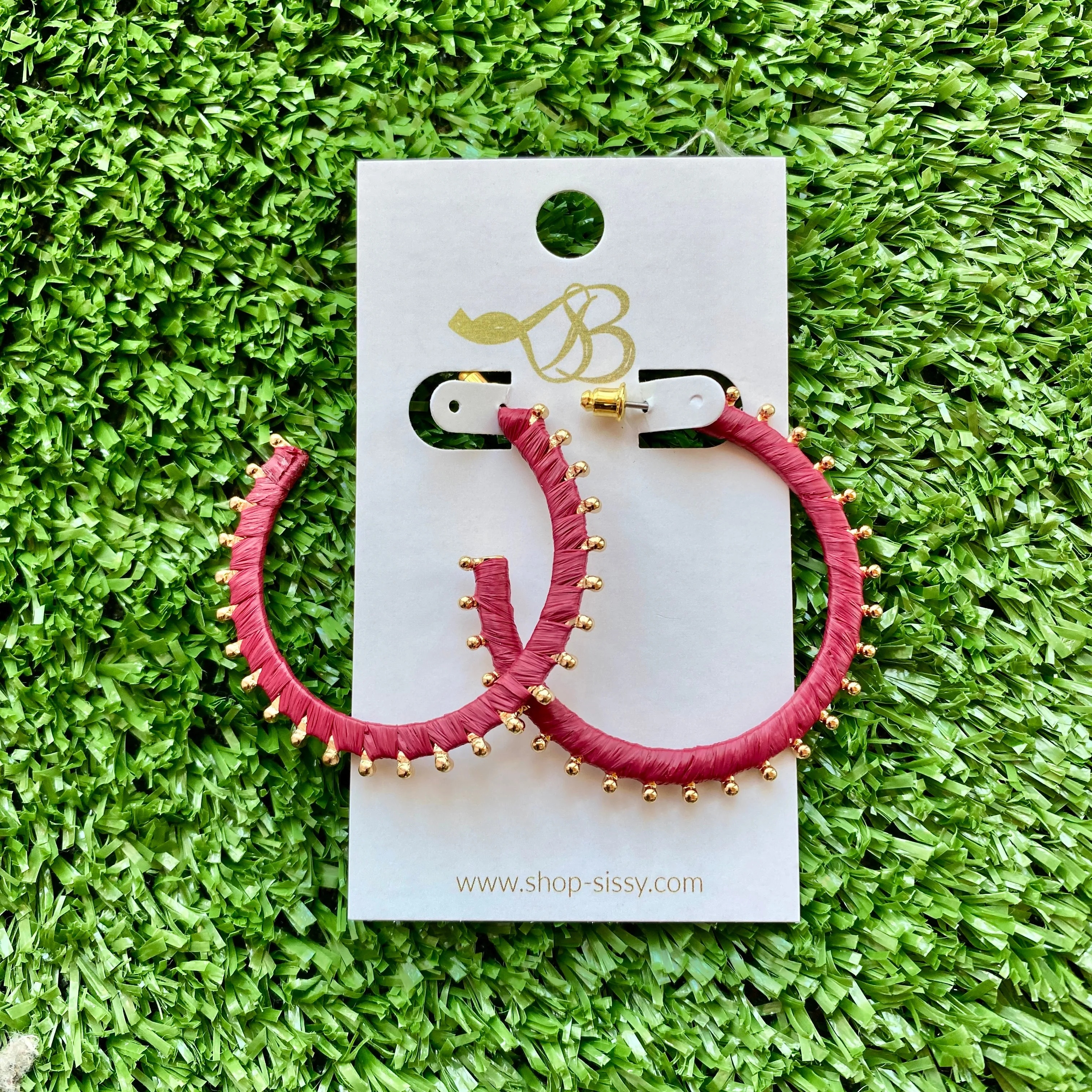 BURGUNDY HOOPS WITH GOLD DETAILING