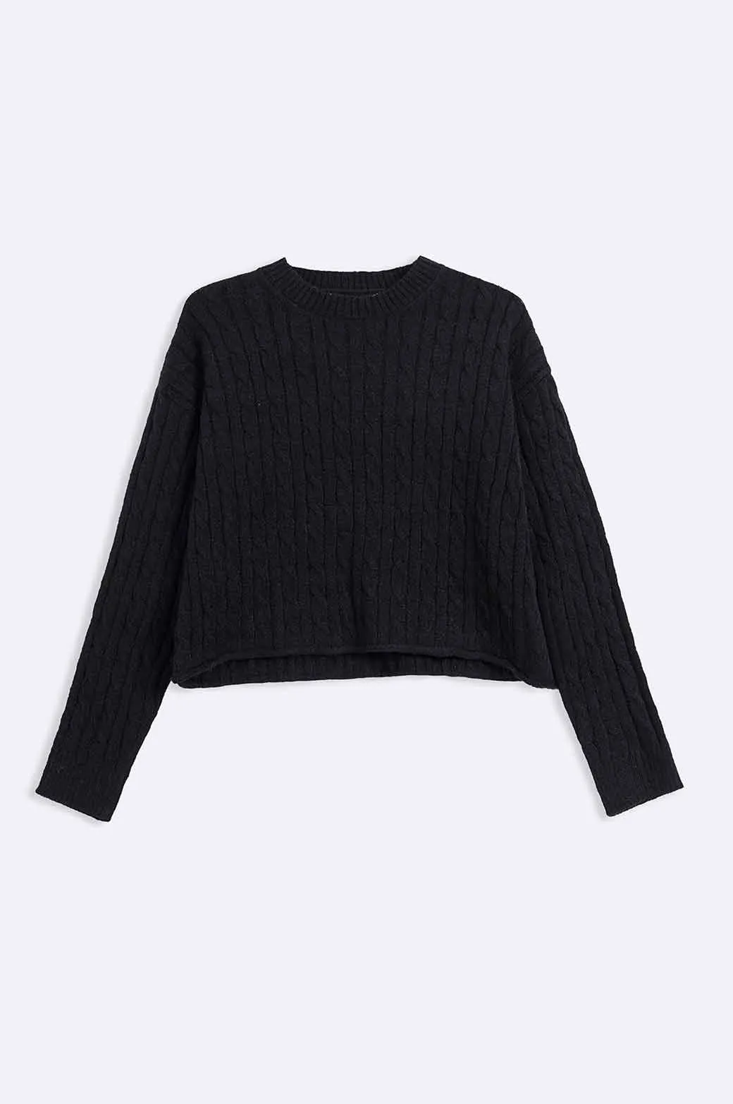 CABLE-KNIT CROPPED SWEATER