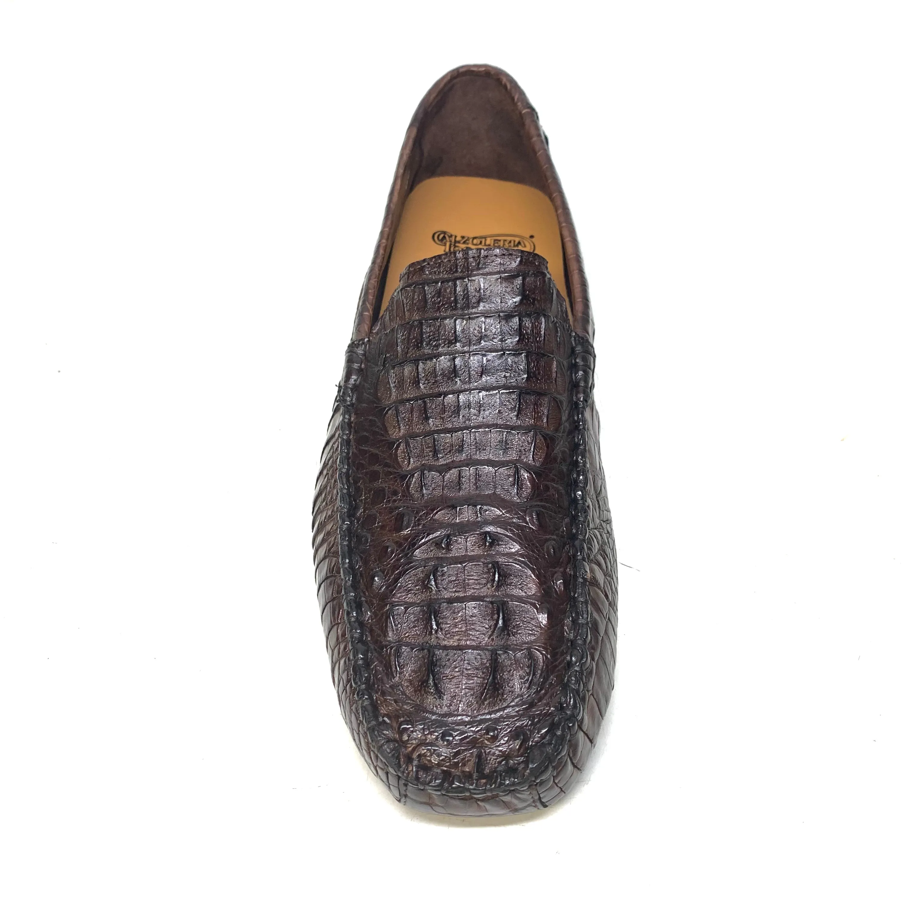 Calzoleria Toscana 4551 Dark Brown Hornback Driver Loafers