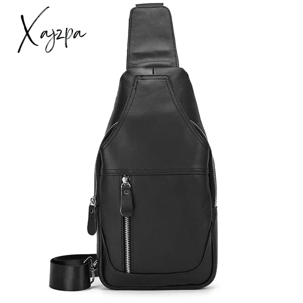 Chest Pack Casual Chest Bag Men Leather Chest Packs Mini Sling Bag Of Male Genuine Leather Crossbody Bag Single Shoulder Men Bag
