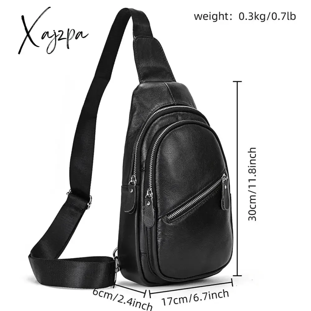 Chest Pack Casual Chest Bag Men Leather Chest Packs Mini Sling Bag Of Male Genuine Leather Crossbody Bag Single Shoulder Men Bag