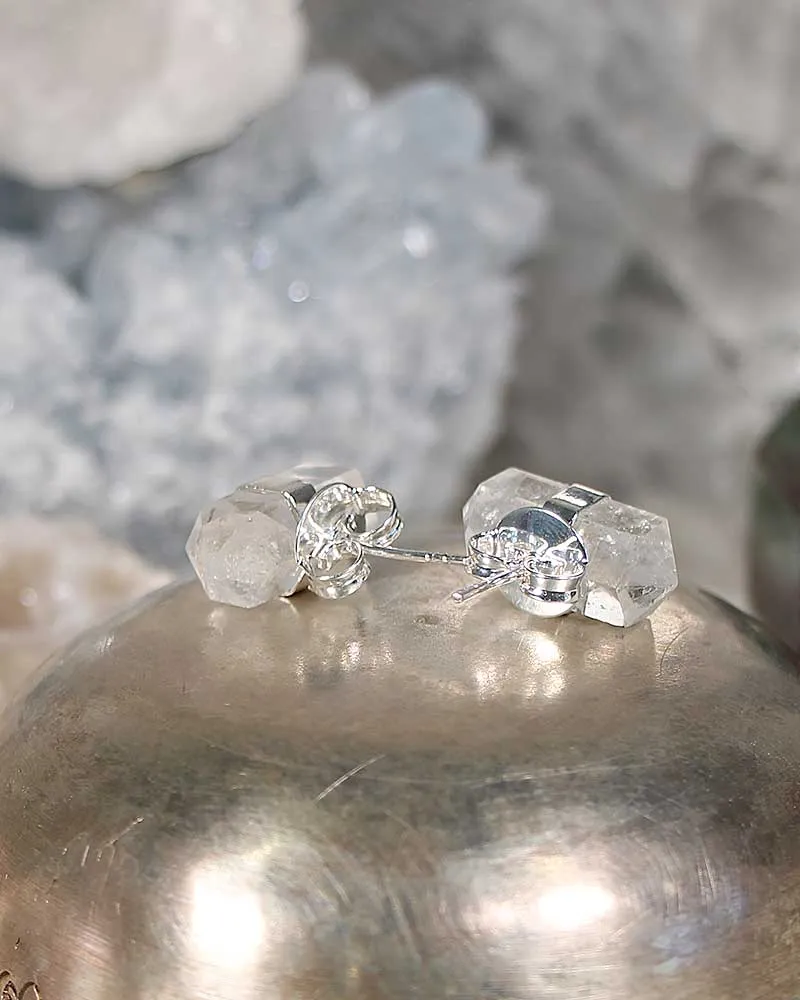 Clear Quartz Double Terminated Stud Earring