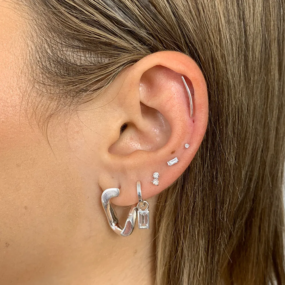 Climber Helix Single Stud Earring in Silver