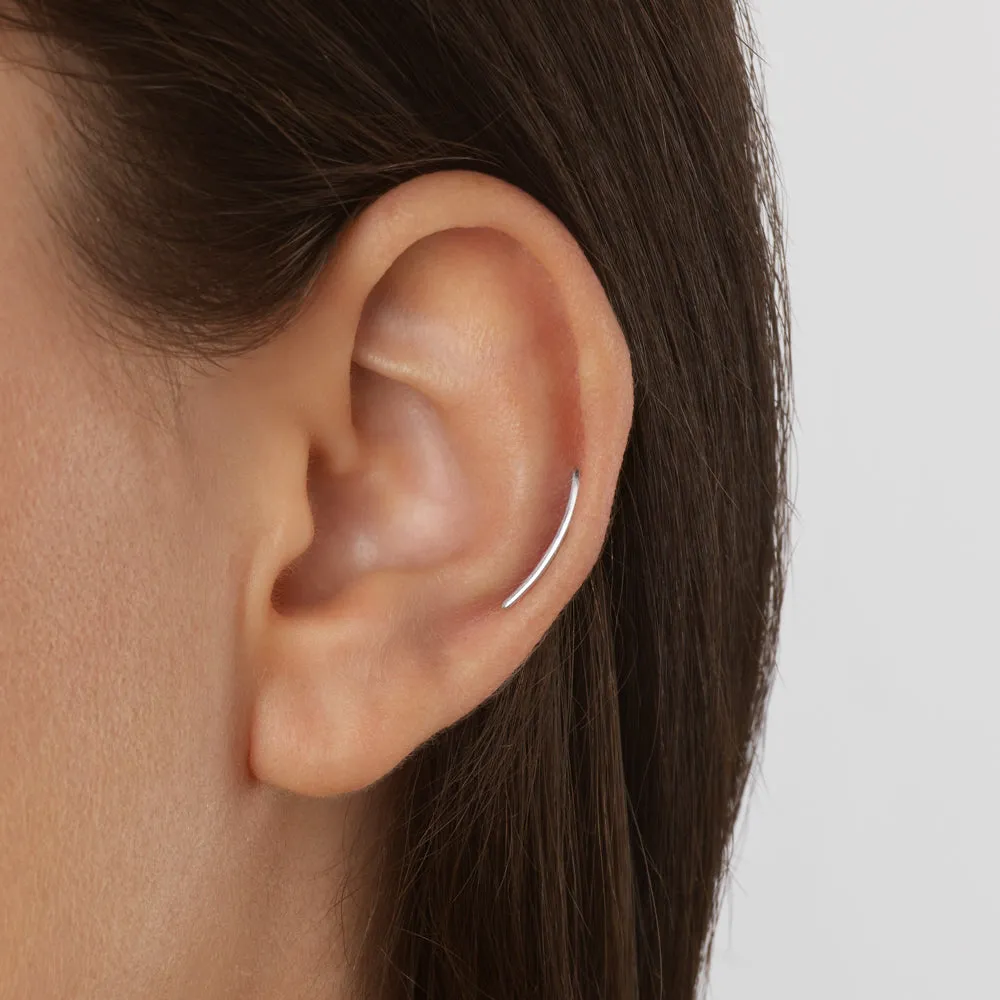 Climber Helix Single Stud Earring in Silver