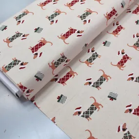 Festive Cream Cotton Fabric - Dashing Christmas Craft Material