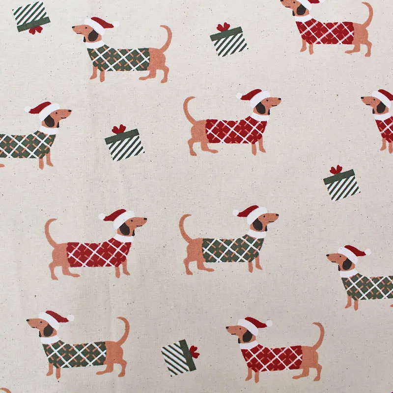 Festive Cream Cotton Fabric - Dashing Christmas Craft Material