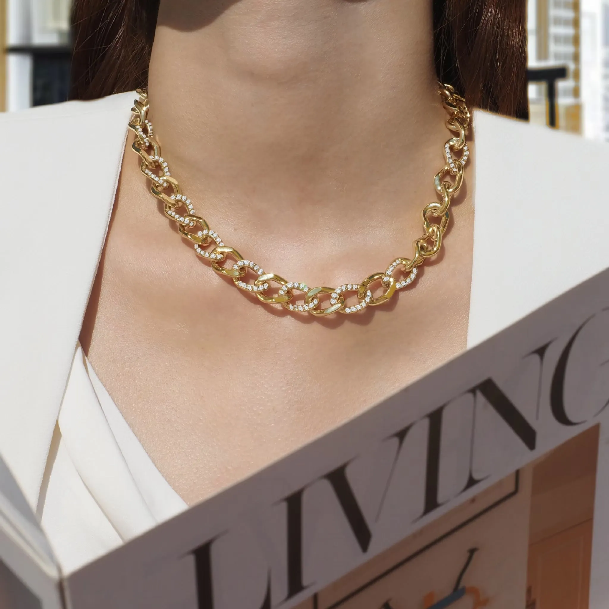 Crystal Modern Chain Choker