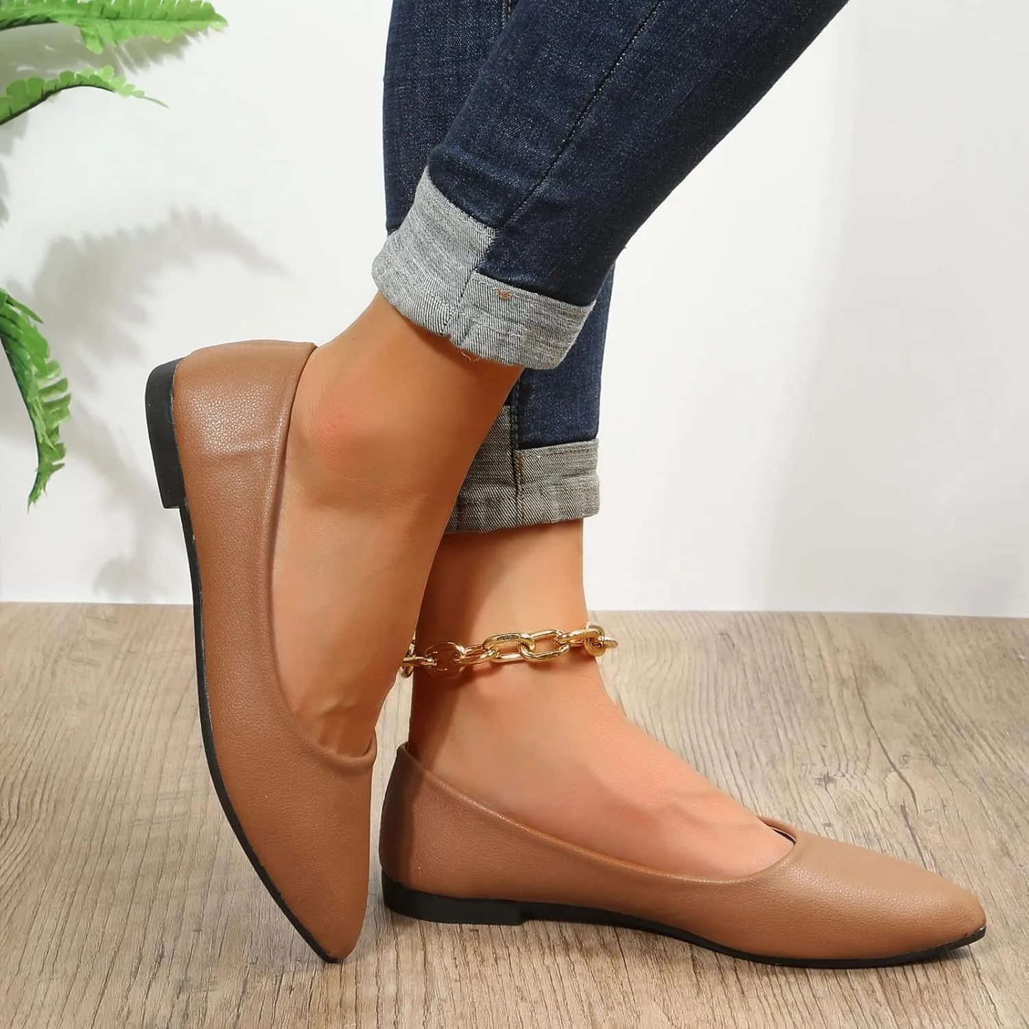 CsgrFagr Casual Women's Non Slip Solid Color Slip On Artificial Leather Breathable Work Single Shoes Fashion Boots Casual Shoes for Boys (Brown, 6)