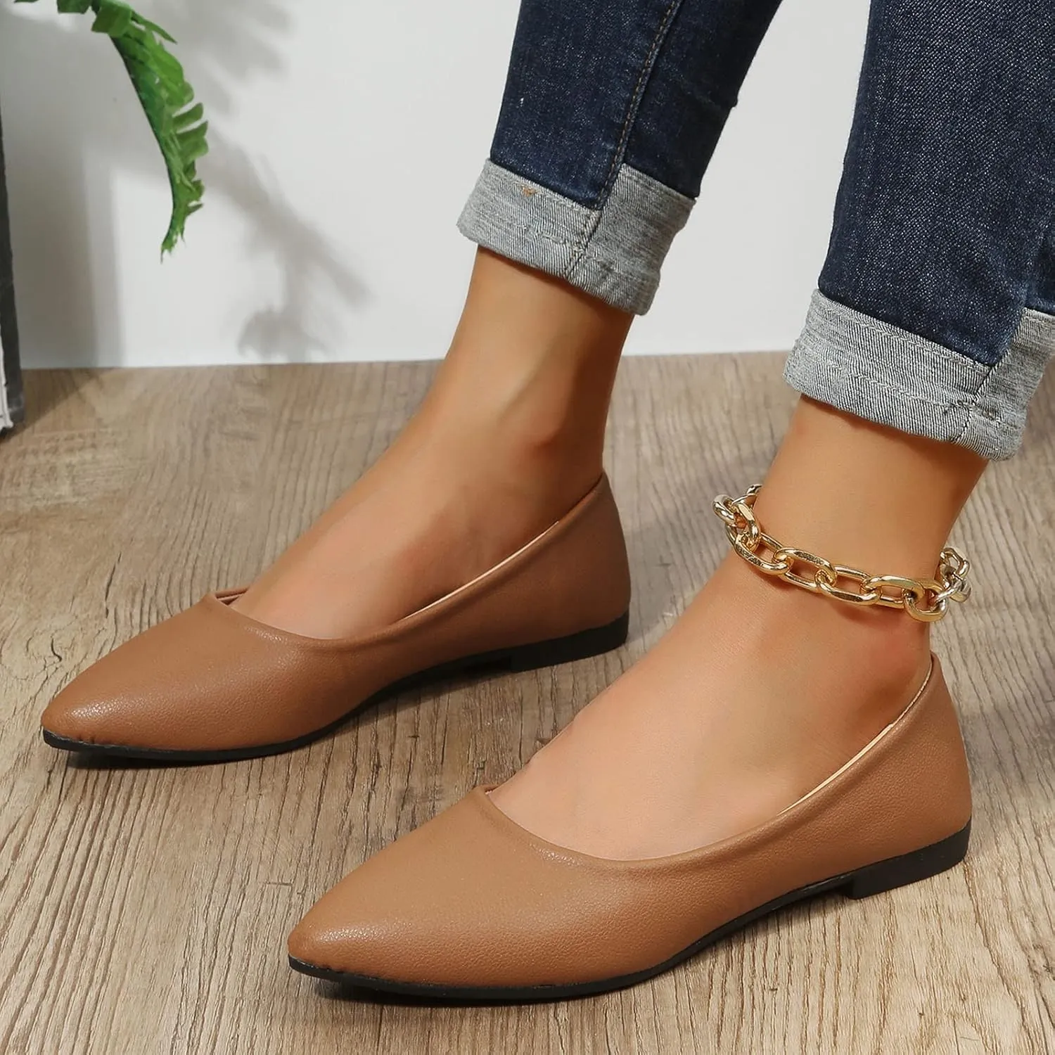 CsgrFagr Casual Women's Non Slip Solid Color Slip On Artificial Leather Breathable Work Single Shoes Fashion Boots Casual Shoes for Boys (Brown, 6)