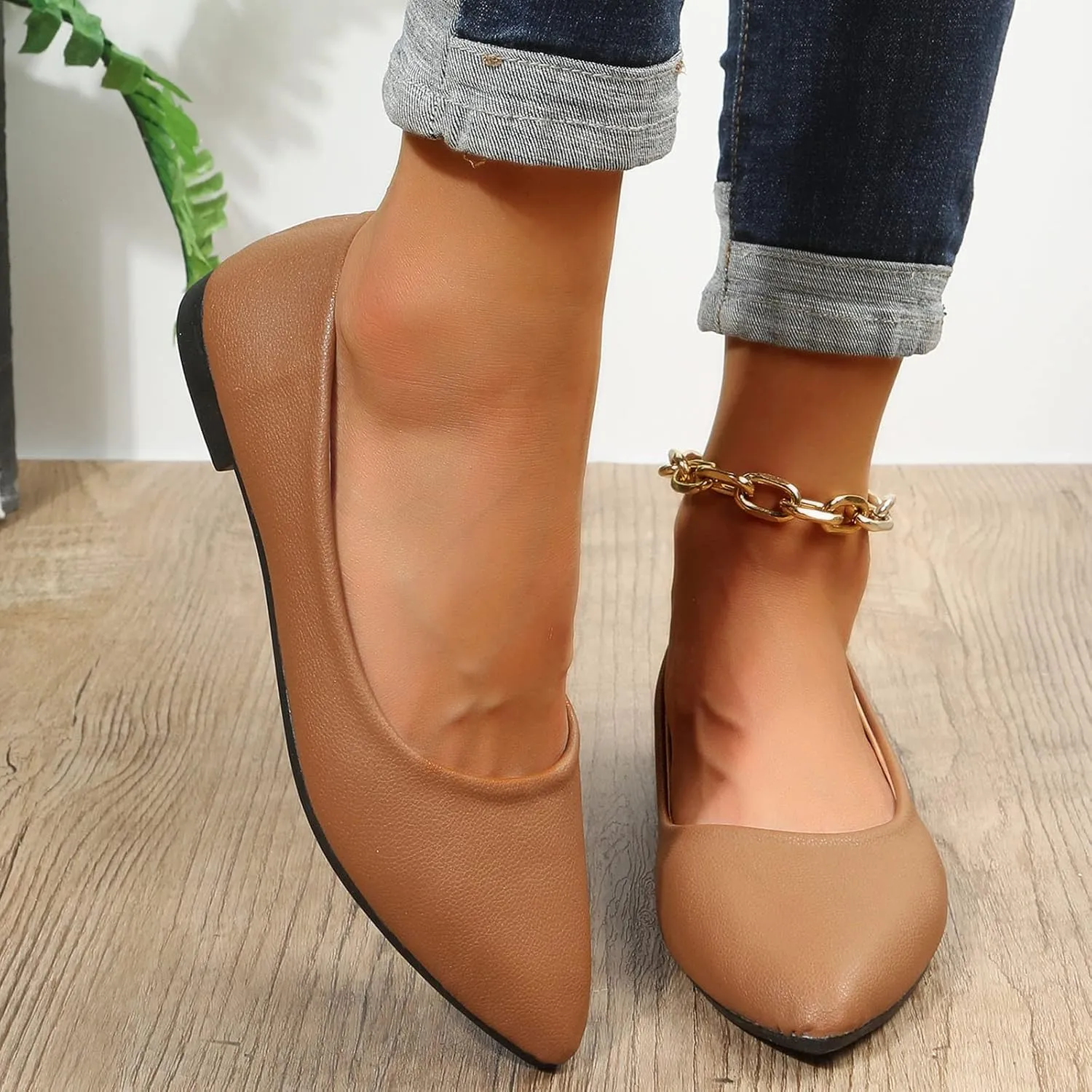 CsgrFagr Casual Women's Non Slip Solid Color Slip On Artificial Leather Breathable Work Single Shoes Fashion Boots Casual Shoes for Boys (Brown, 6)