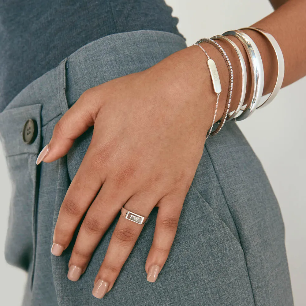 Curve Dome Bangle in Silver