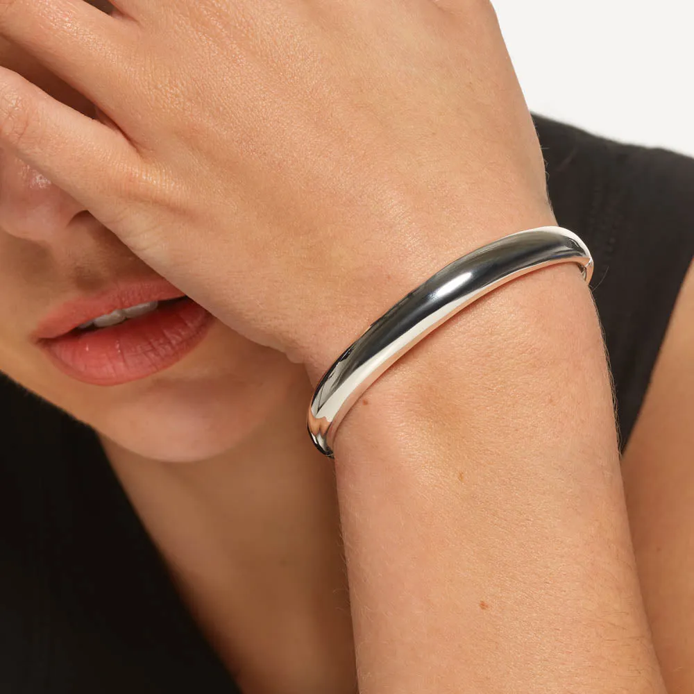 Curve Dome Bangle in Silver