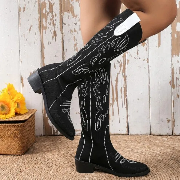 deanwangkt - Black Casual Embroidered Patchwork Pointed Comfortable Out Door Shoes
