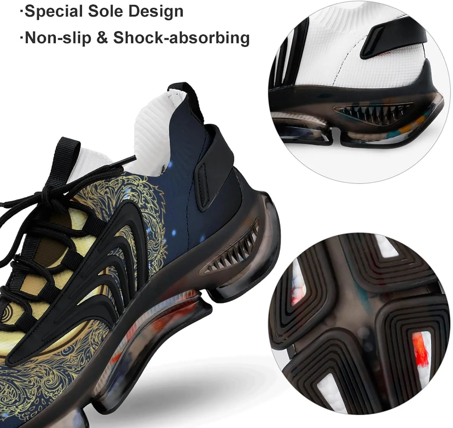 Diwali Om Symbol with Mandala Walking Shoes for Men Lightweight Tennis Fashion Elastic Sports Shoes Cushion Basketball Shoes