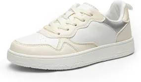 DREAM PAIRS Women's Walking Skateboard Shoes Sneakers Pu Leather Char Flat Low-Top Lace-Up Comfortable Casual Athletic Non-Slip Running Fashion Sneakers.