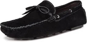 Easy to Put and Remove Driving Moccasins for Men Genuine Leather Stitching Details Deck Shoes 1-Eye Flat Heel Resistant Comfortable Casual Slip On for All Occasions (Color : Black, Size : 7)