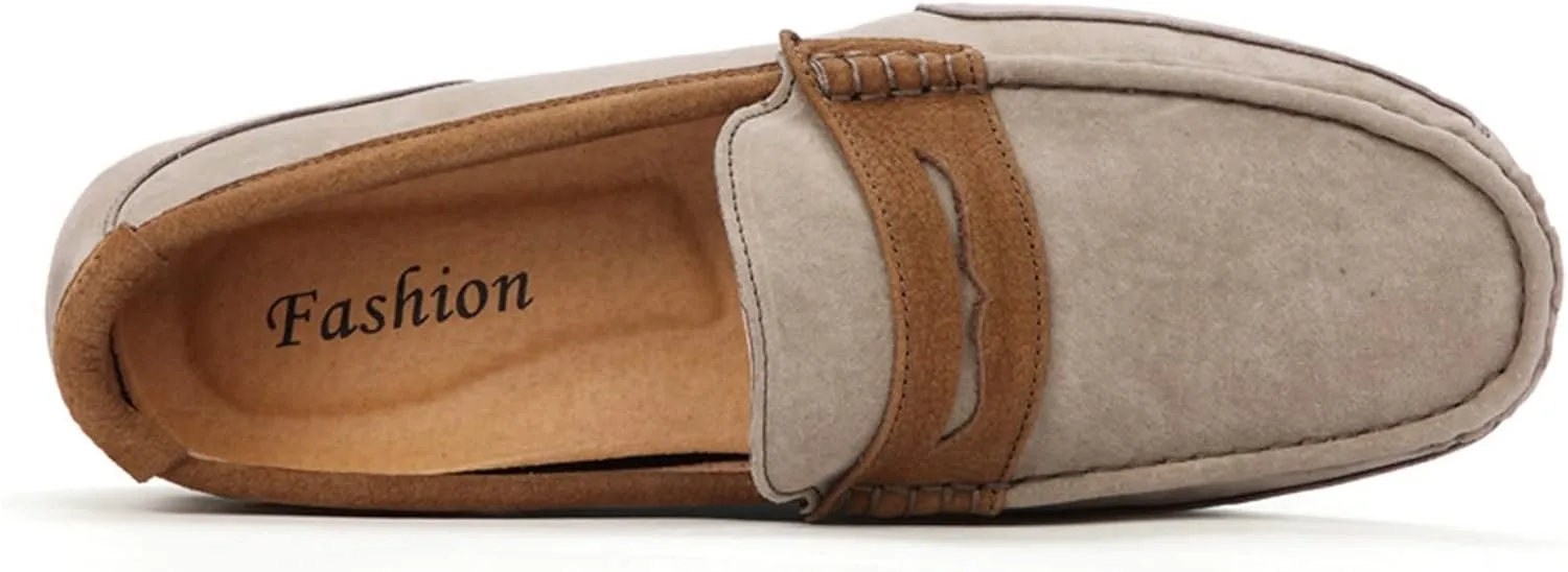 Easy to Put and Remove. Smoking Loafer Driving Moccasins for Men Suede Vamp Genuine Leather Stitching Details Round Toe Penny Loafer Flexible Resistant Comfortable Casual for All Occasions