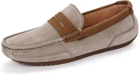 Easy to Put and Remove. Smoking Loafer Driving Moccasins for Men Suede Vamp Genuine Leather Stitching Details Round Toe Penny Loafer Flexible Resistant Comfortable Casual for All Occasions
