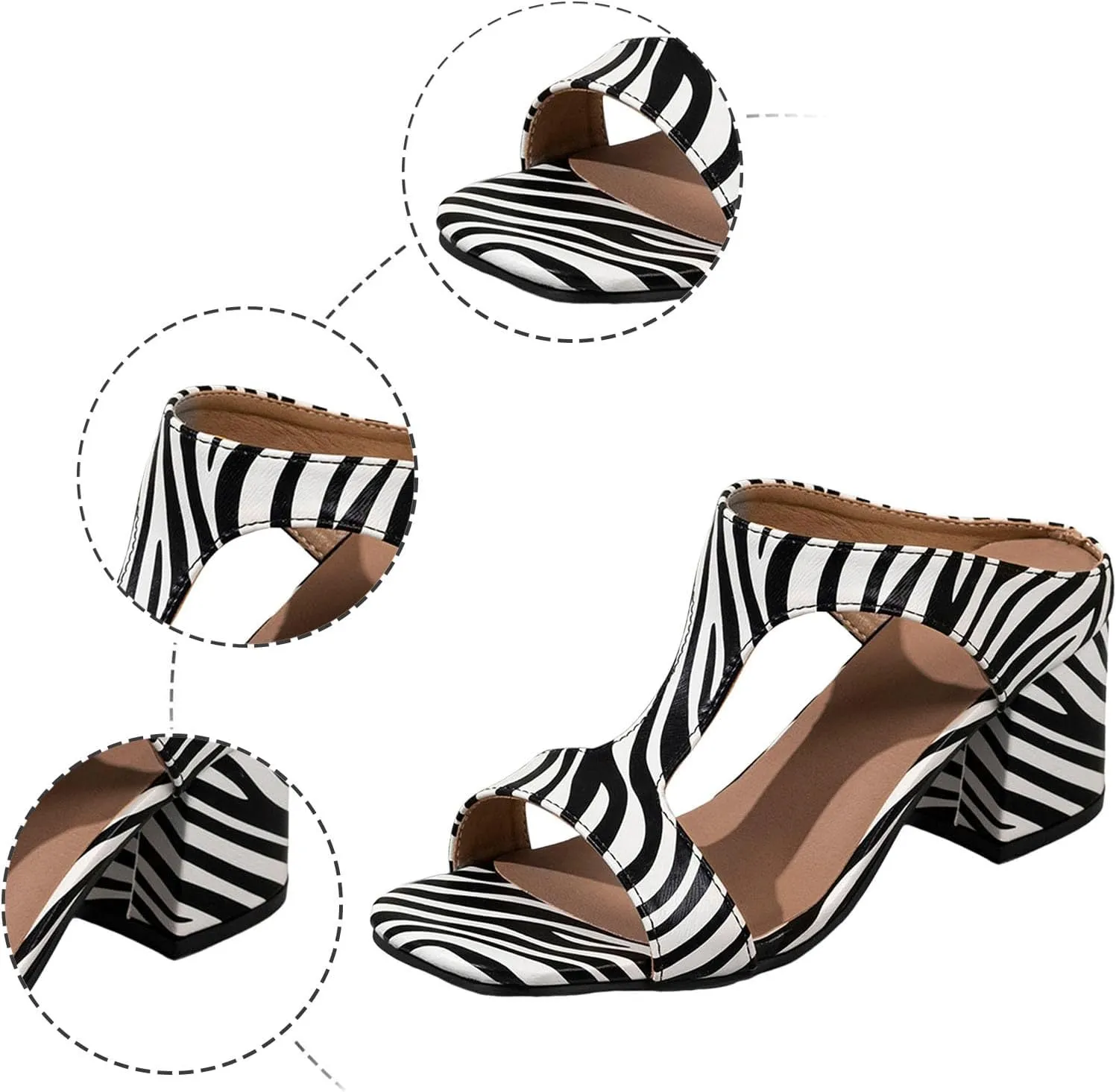 European Plus Size Fashionable Sexy Leopard Print Bag And Sandals Thick Heels High Heels Fish Closed Toe Slides Women