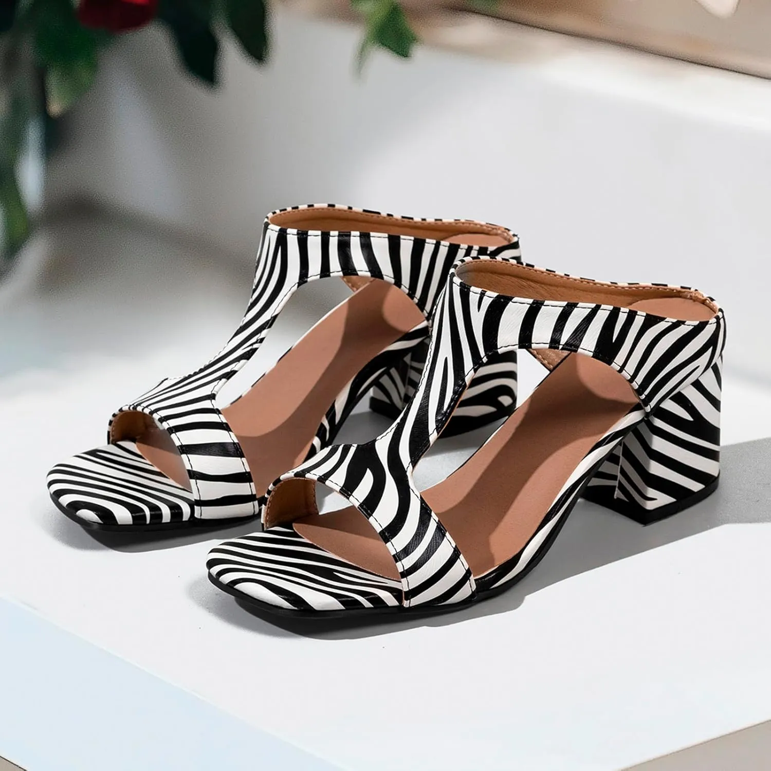 European Plus Size Fashionable Sexy Leopard Print Bag And Sandals Thick Heels High Heels Fish Closed Toe Slides Women