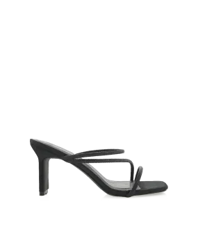 FEMI - BLACK SATIN-DIAMANTE