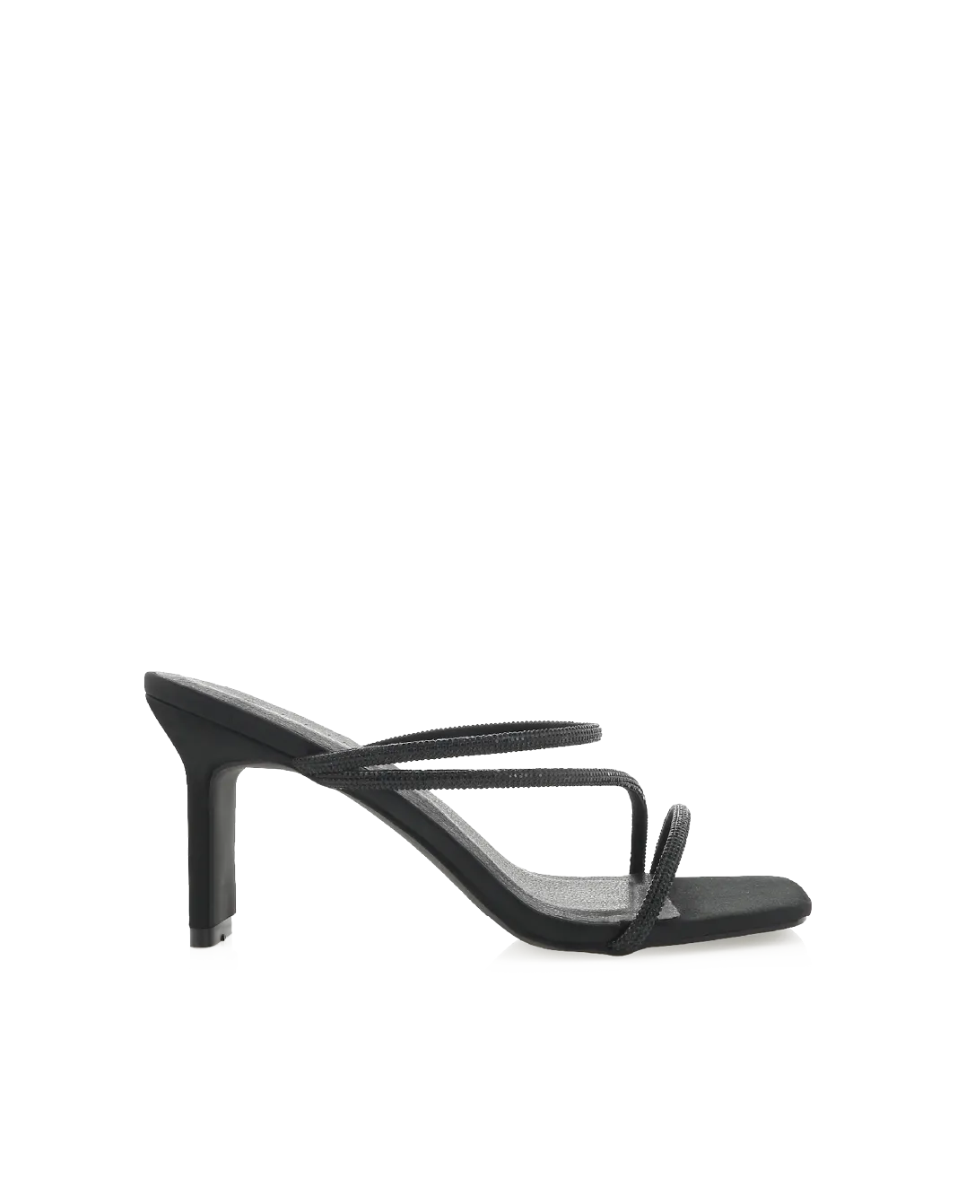 FEMI - BLACK SATIN-DIAMANTE