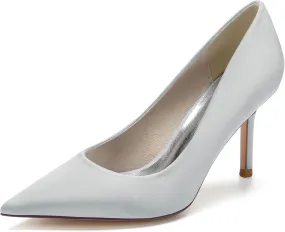 FufoneUS Wedding Bridal Shoes Women's Stiletto High Heel Dress Pumps Pointed Toe Evening Party Shoes,Silver,12