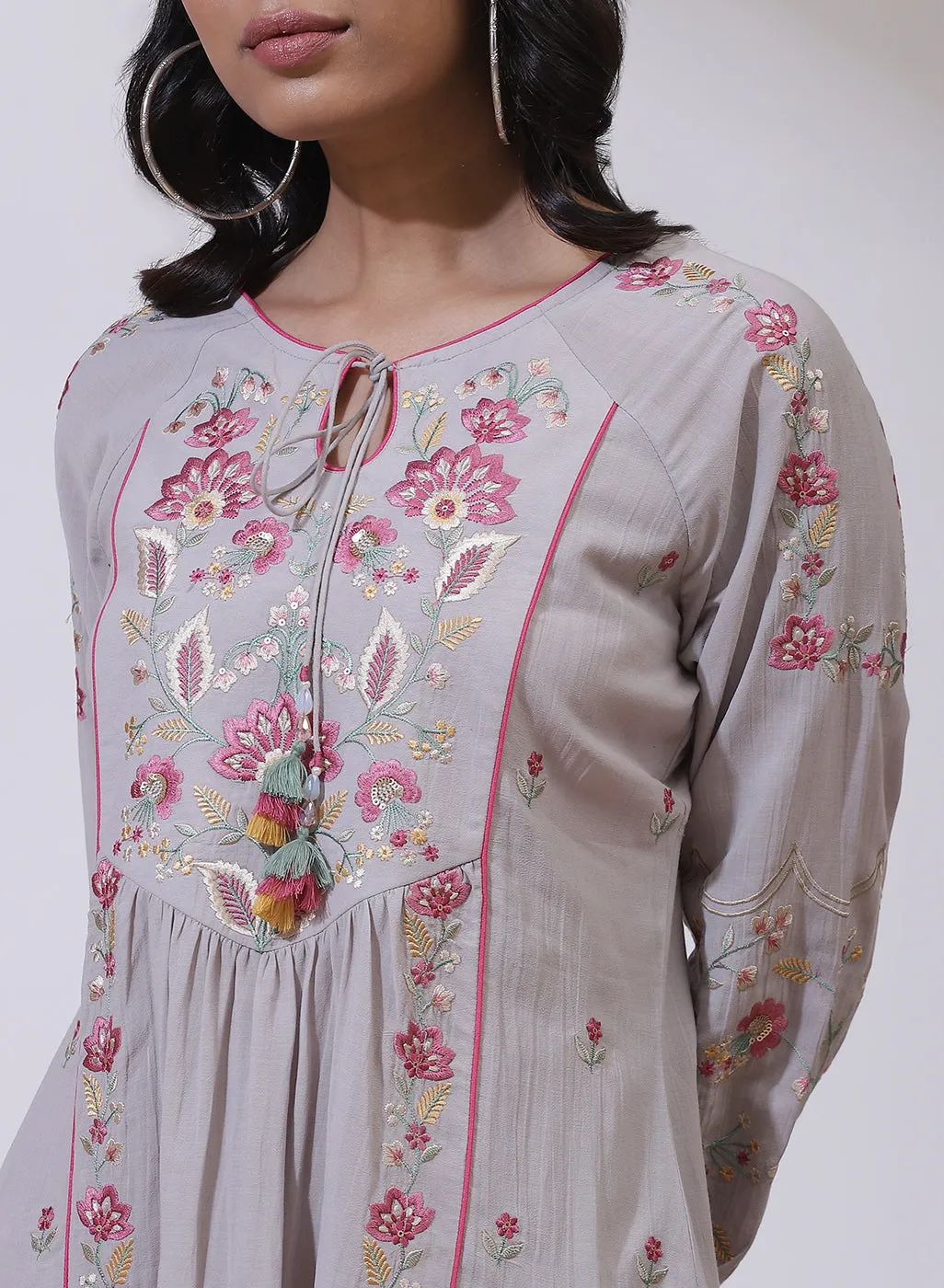 Glacier Grey Dusk till Dawn Collection Dress With Embroidery