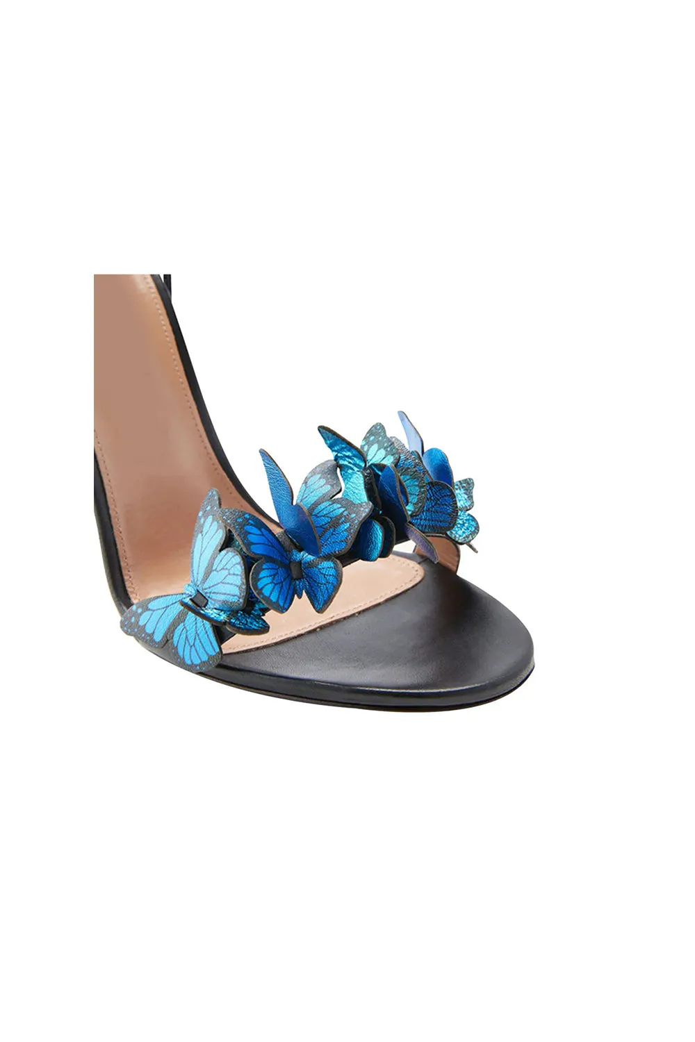 Gold Butterfly Embellished Lace Up High Heel Sandals