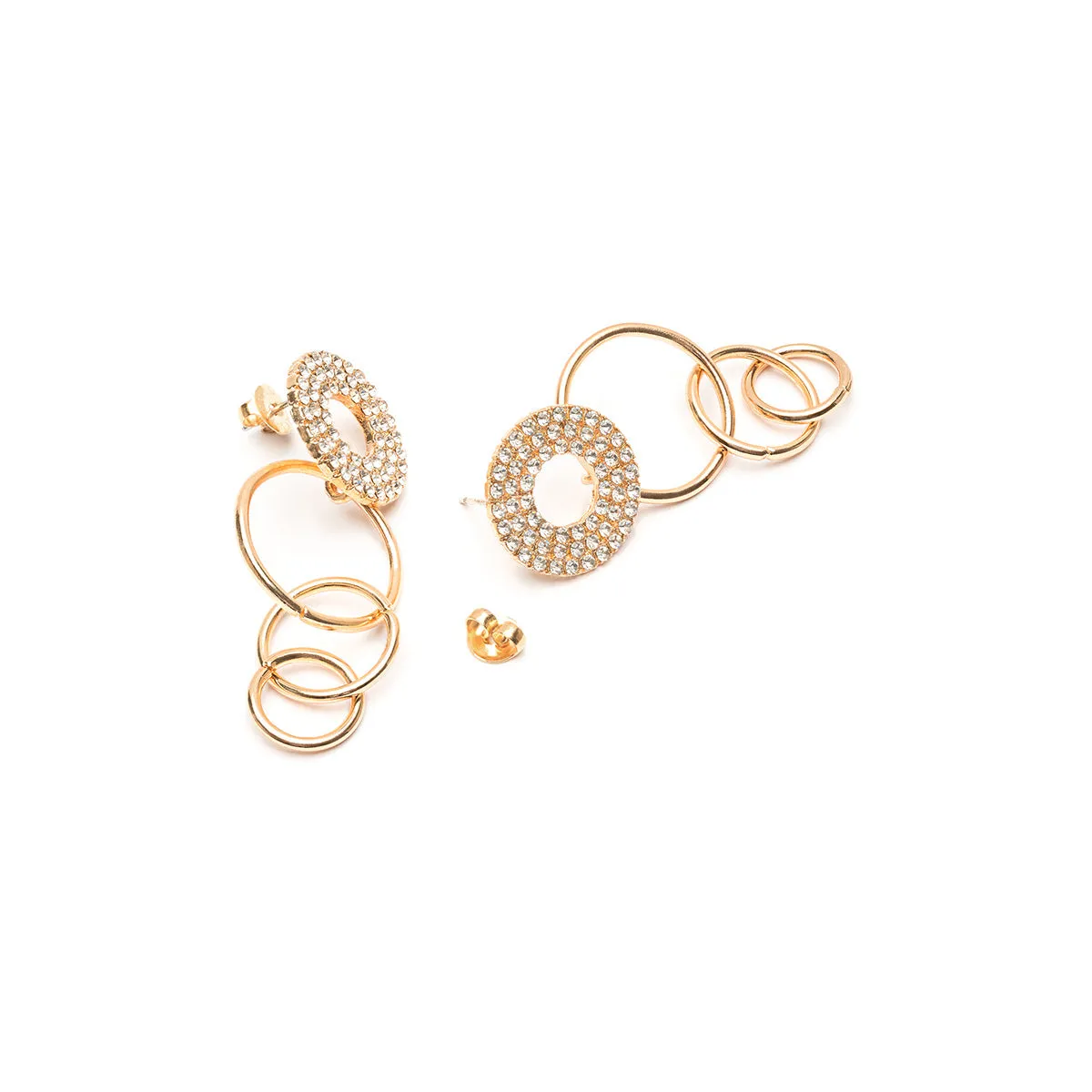 Gold Crystal Rings Dangle Earrings