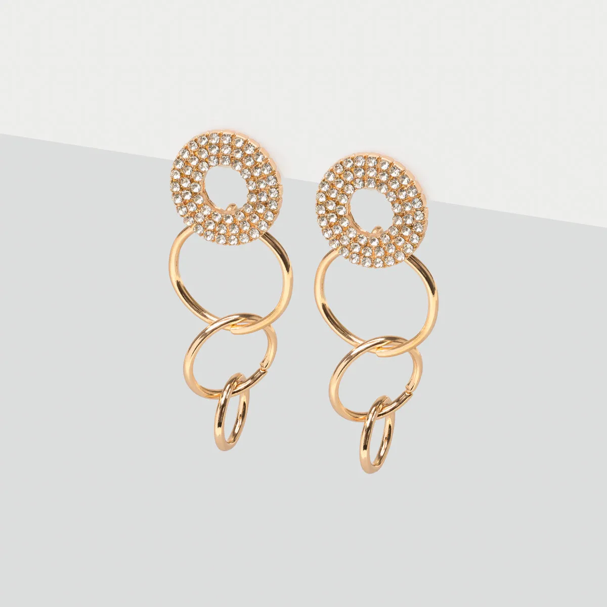 Gold Crystal Rings Dangle Earrings