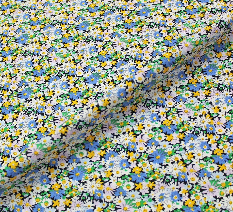 Great Value - Wide Width Floral Cotton - Blue - Flower Fields