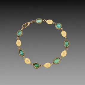 Green Tourmaline & Diamond Linked Bracelet