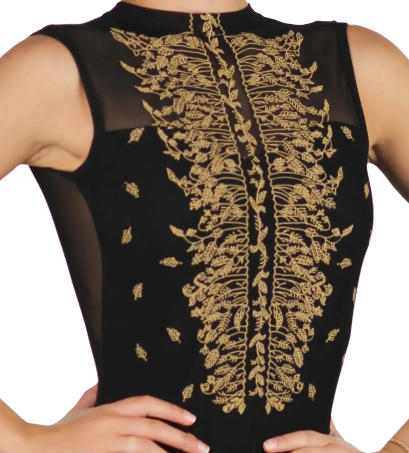 Harper High Neck Elliptic Back Leotard