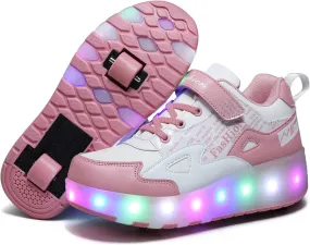 HHSTS Kids Shoes - New Upgraded with Wheels LED Light Color Shoes Shiny Roller Skates Skate Shoes Simple Kids Gifts Boys Girls The Best Gift for Party Birthday Christmas Day