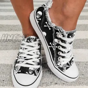 Hnewly - Halloween Black Casual Daily Patchwork Printing Round Comfortable Out Door Shoes