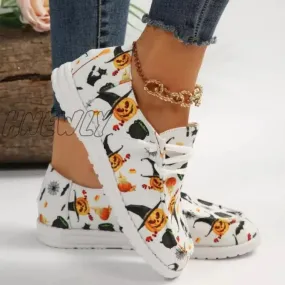 Hnewly - White Casual Patchwork Printing Round Comfortable Out Door Shoes