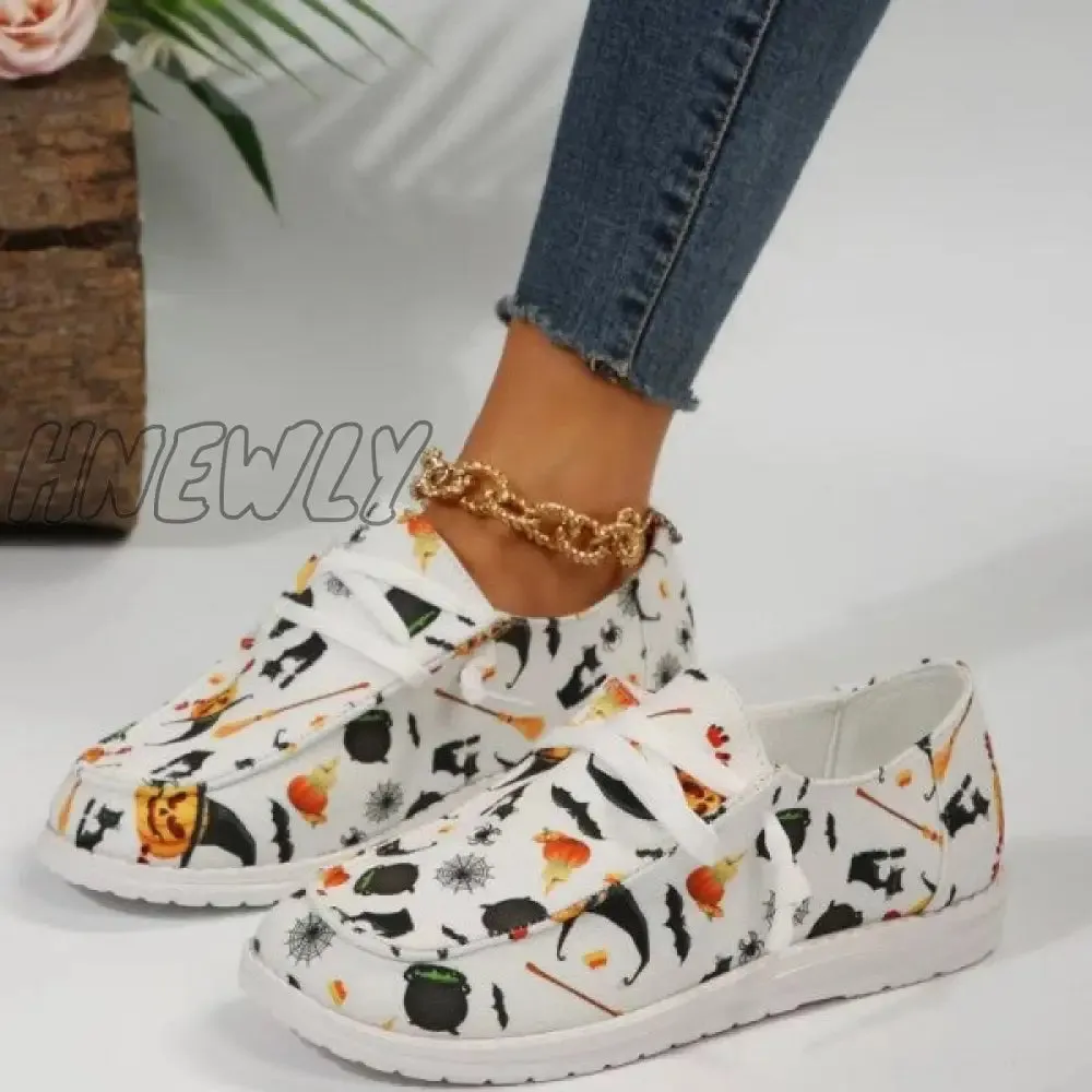 Hnewly - White Casual Patchwork Printing Round Comfortable Out Door Shoes