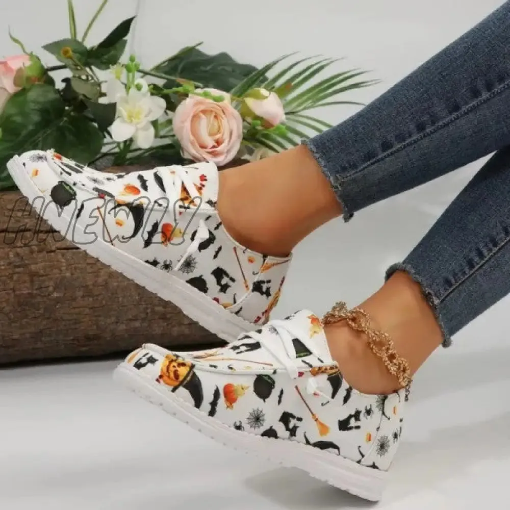 Hnewly - White Casual Patchwork Printing Round Comfortable Out Door Shoes