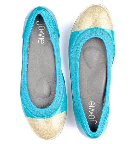 ja-vie bluebird/gold jelly flats shoes