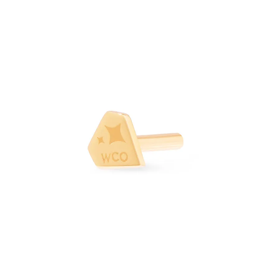 Jewel 14K Solid Gold Flat Back Earring Post