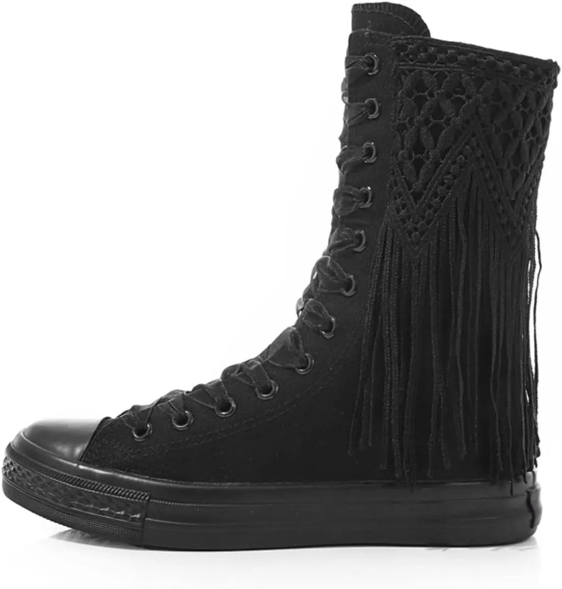 JFISQ Women's Canvas Single Shoes 2022 New, Embroidery Beaded Tassel Flats Short Booties Shoes Round Toe Work Boots Lace-Up Zipper Comfortable Sneakers Casual Ankle Boots